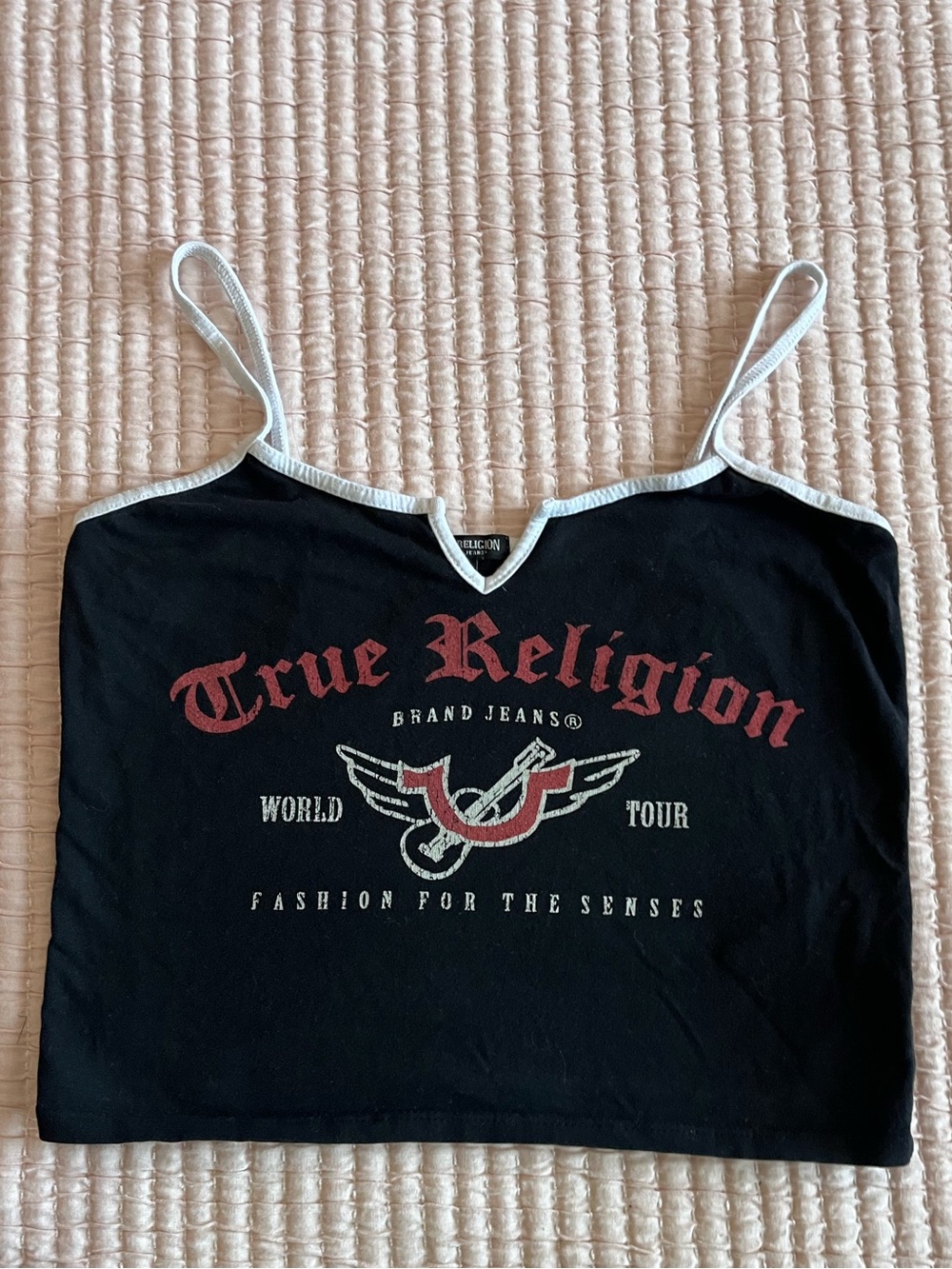 True Religion Black Tank with Red Logo and White Trim size small